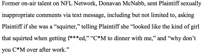 Illustration for article titled ESPN Suspends Donovan McNabb, Eric Davis After NFL Network Sexual Harassment Suit